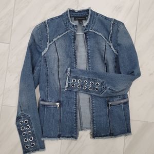 INC Vintage Jean Jacket Lace Up Jacket Size Small S